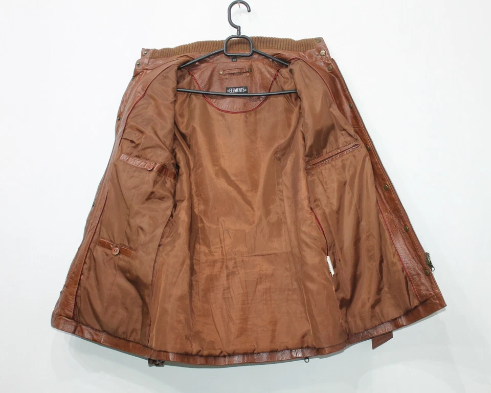 ELEMENT 90s Vintage Real Leather Brown Safari Jacket Belted Womens Size UK 8 10 - Image 4 of 4