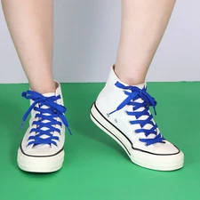 1pair Double Layers Flat Boot Shoe Laces Strings Blue for Sneakers Tennis Shoes