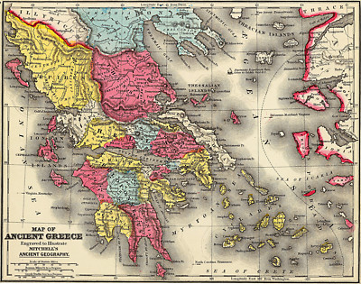 1875 Ancient Greece Map - Wall Art Poster Decor History Teacher Gift Home School