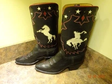 Stallion Boot Co. Classic Black, Leather Inlaid Boots -  Never Worn