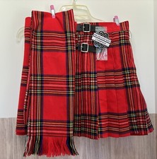 Highland Kilt Company Mini 16   Kilt  Sash Scottish Red Plaid Tartan Size S