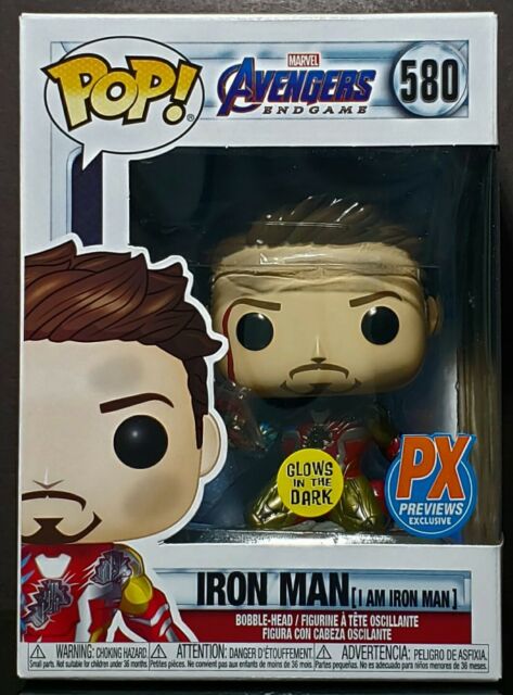 Funko Pop Marvel 580 Avengers Endgame I Am Iron Man Glow GITD PX Exclusive #9 | eBay