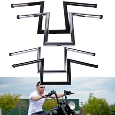 1" Motorcycle 8" & 10-1/2" Rise Ape Hanger Handlebars Z-Bar Drag Bars For Harley