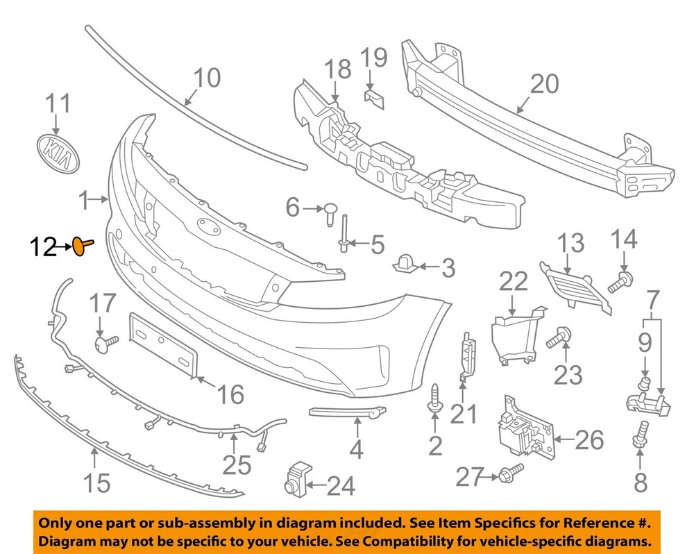 KIA OEM 2017-2018 Forte Front Bumper Tow Hook Cap Cover 86588B0000
