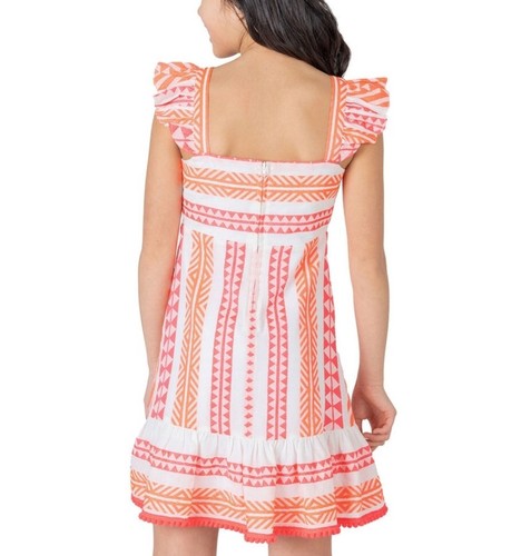 Rare Editions BIG GIRLS Sleeveless Flutter Sleeve A-Line Dress, Orange, size 14 - Picture 3 of 8