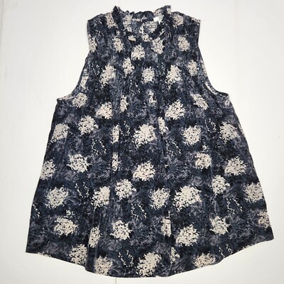 Joie Baltic Print Sleeveless Top Womens S Boho Chic Floral Botanical Black Gray