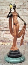 100% Solid Bronze Gorgeous Woman in Long Gown Dress Museum Quality Work Sale
