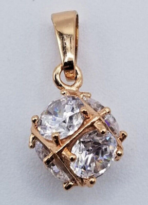 Xuping Gold Plated Rhinestone Cube Pendant