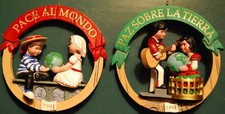 Set 2 HALLMARK Keepsake PEACE ON EARTH Italy & Spain CHRISTMAS ORNAMENTS 1991/92
