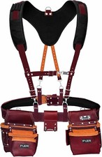 Full Grain Leather Tool Belt 17 Pocket Heavy Duty Carpenter Rig Pro Pouches