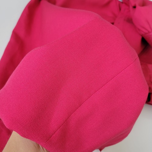 VINTAGE Leslie Fay Union Made Fuchsia Puff Sleeve Belted Dress 1970s Lady - Picture 10 of 20