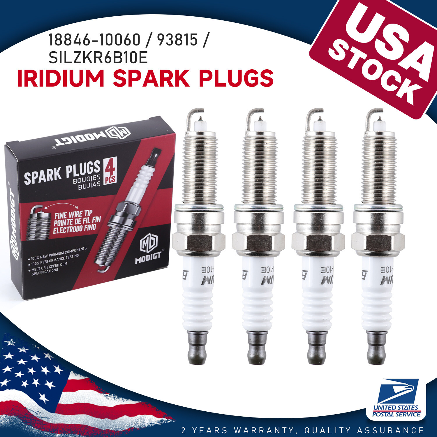 4Pcs Iridium Spark Plugs 18846-10060 For Hyundai Accent Veloster KIA SILZKR6B10E