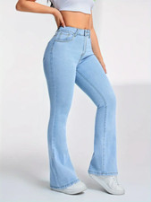 Damen Mom Jeans Schlaghose Stretch Loose Deni...