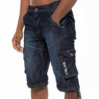 Kruze Mens Cargo Shorts Combat Denim Jean Shorts Summer Knee Length Half Pants