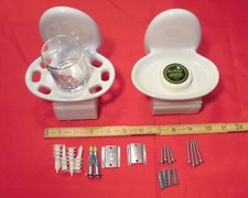 Glossy Brilliant White: Sink Set  Ceramic Soap Dish...Cup  Toothbrush Holder