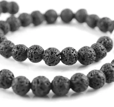 8MM BLACK VOLCANIC BASALTIC LAVA GEMSTONE GRADE A ROUND 8MM LOOSE BEADS 15.5inch