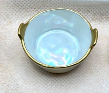 Set 4 Open SALT Cellars Iridescent Pearl Finish Porcelain Barrel Shape Handpaint
