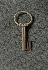 Vintage AVON Letter "D" Keychain Initial KEY SHAPE Key Ring Chrome 2.5" Hangtag