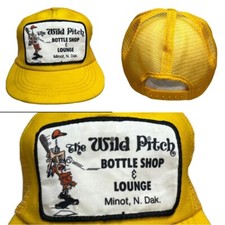 Vtg The Wild Pitch Trucker Snapback Hat Bar Lounge Minot North Dakota Patch Cap