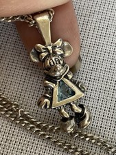 Sterling Silver Disney Minnie Mouse Blue Crystal Pendant Necklace