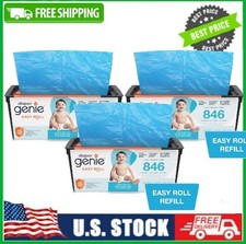 3 PACK Diaper Genie Diaper Pail Easy Roll Refill 18 Bags, Hold up to 846 Diapers