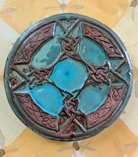 Celtic Knot Art Pottery Clay Tile Trivet 6" Deborah Bazer Studio 