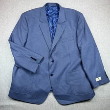 NEW Oak Hill 3XLT 54L 56L Blue Sport Coat Blazer Houndstooth Stretch Big Modern