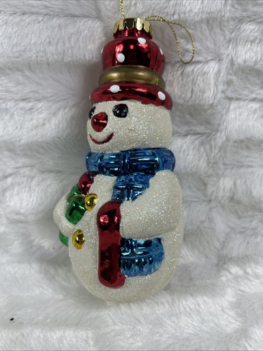 Vintage Blasform Weihnachten Schneemann Ornament 7" T 3" W - Bild 6 von 6