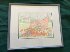 Jack Savitsky - pumpkin and fruits, ca 1991, framed