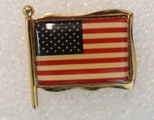 American Flag Pinback Button USA Made Patriotic Lapel Pin