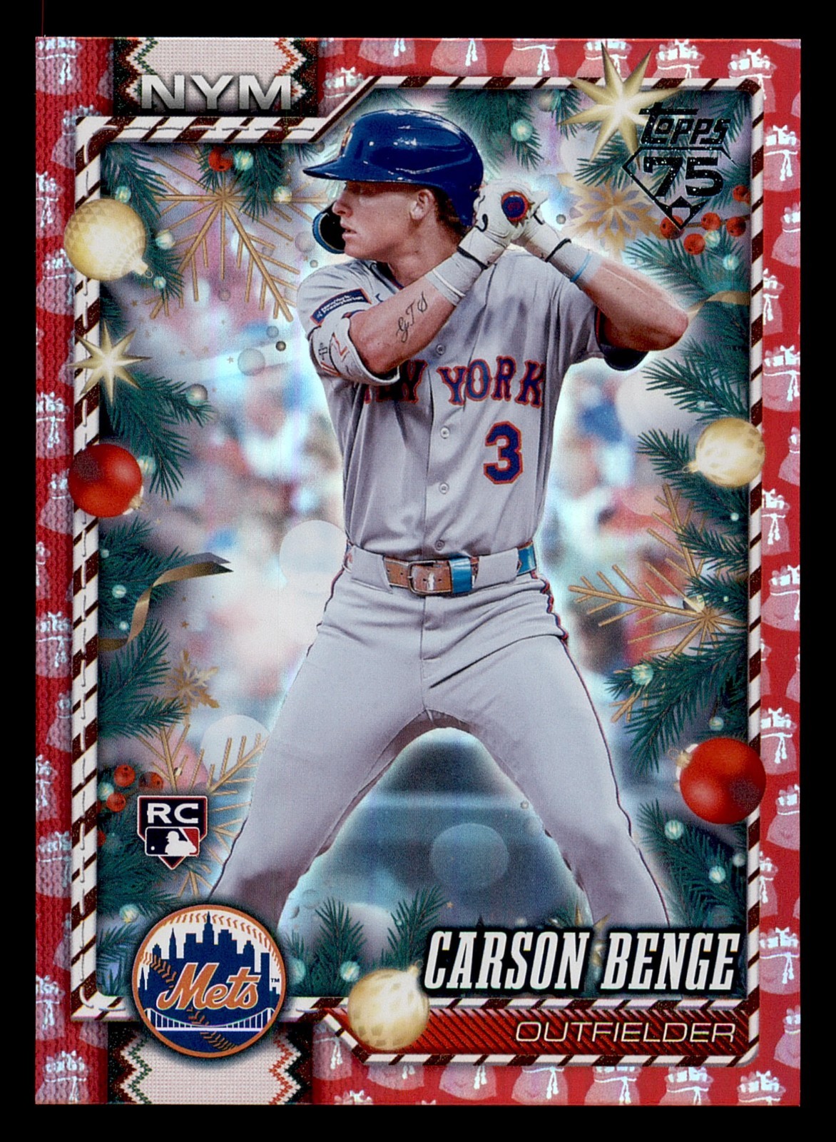 Carson Benge 2026 Topps Holiday #H70 New York Mets RC Red Foil