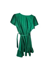 Mi Ami Green Cocktail Dress Size: SX With Ruffle Bottom And Sleeves