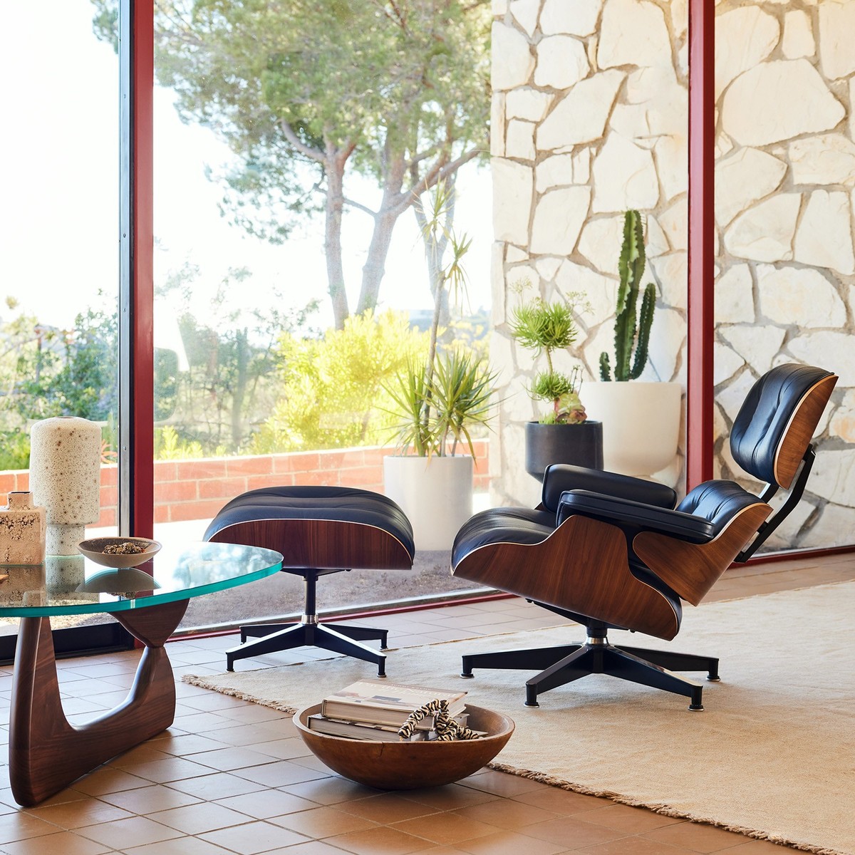 Eames Lounge Chair And Footstool Set Mid Century Modern Tall Eames