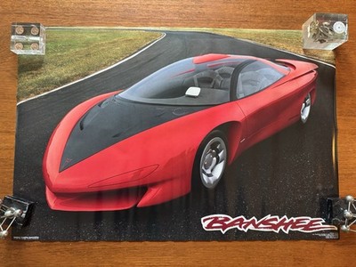 Vintage Pontiac Banshee IV Poster 1988 NOS Concept Car Man Cave 32x21 Promo Auto