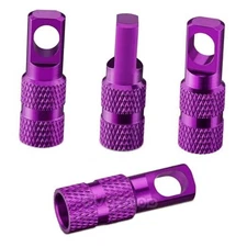 Presta Valve Stem Dust Caps with Valve Core Remover–Lightweight Aluminum Purple