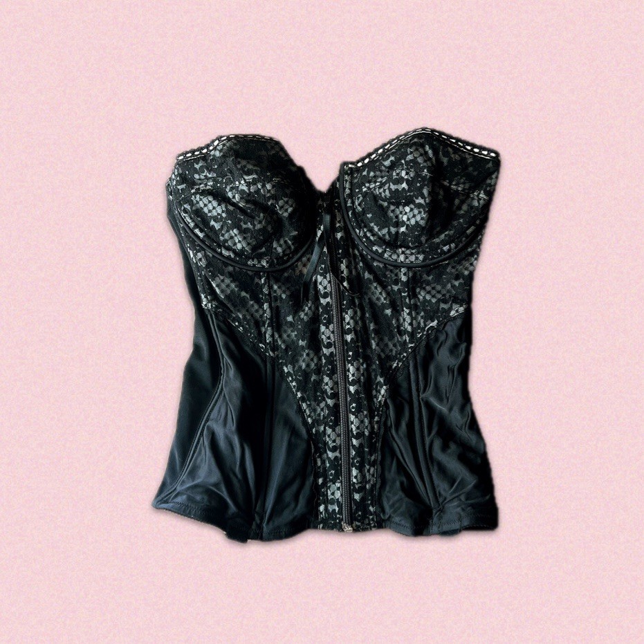 VTG 90s Black Boned Mesh Corset Top Whimsy Gothic Sexy | eBay