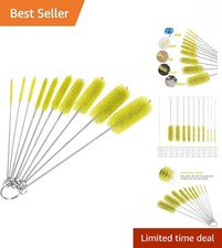 Compact 8 Inch Bottle Cleaner with 10 Nylon Tube Brushes in Different Sizes