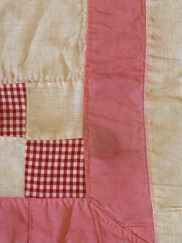Old Baby Quilt Pink & White Patchwork Reversible Floral Design Approx ...