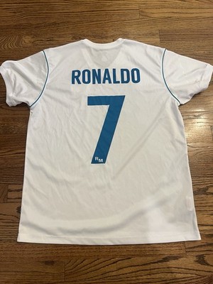 Real Madrid Cristiano Ronaldo #7 Large Jersey White Teal Short