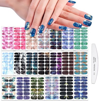 WOKOTO Marble Nail Wraps - 20 Sheets Full Stickers, Gradient Multicolor 