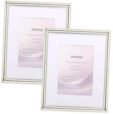 Classy Plated 8x10''Photo Frame 2 pack,Classic Beaded 8x10 Mat 5x7 2PK Silver