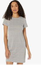 Calvin Klein Herringbone Check Print Short Sleeve Shirt Dress Size 8