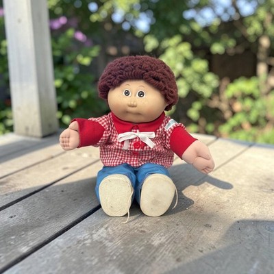 Vintage 1982 Cabbage Patch freckles Boy Doll Red Gingham Xavier Roberts Coleco