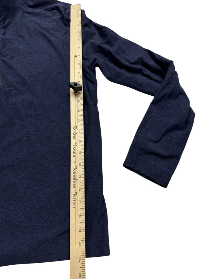 Jersey suave para hombre Lululemon media cremallera azul marino talla L manga larga cuello falso Foto 3 de 4