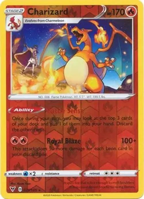 Charizard - 025/185 - Pokemon Vivid Voltage Sword Shield Reverse Holo Rare NM