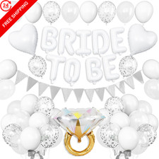White Bachelorette Party Decorations, Bride To Be Bridal Shower Balloons