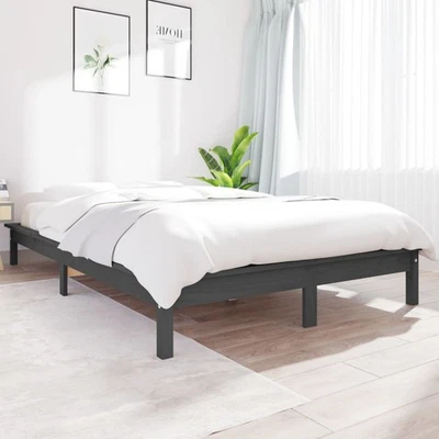 Cadre de Lit Blanc 120x200 cm Bois de Pin Massif Adulte Double Sommier vidaXL - Photo 1/4
