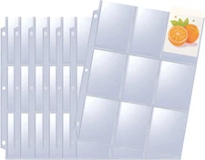50 Pack 9-Pocket Plastic Clear Trading Card Pages, 3 Hole Sleeves, Top Loading 4