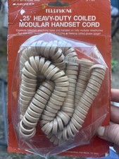 Vtg Archer 25-Ft beige Modular Phone Coil Cord Telephone Handset Cable CP-625