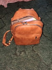 Brown Medium Backpack Purse Zip Closure Adjustable Strap Outer Pockets Silver